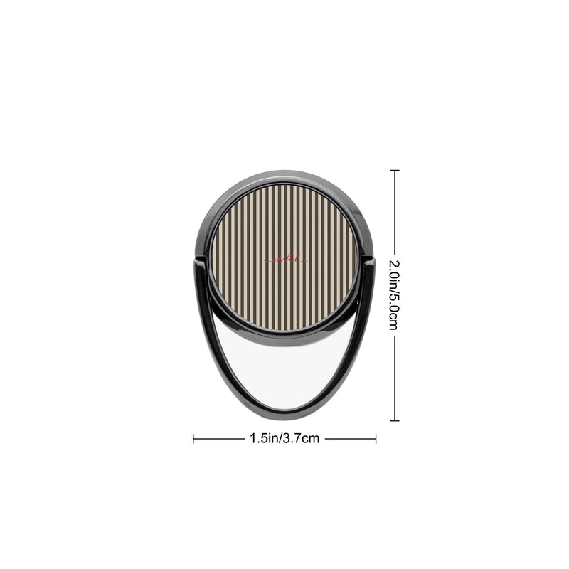 Cream & Brown Striped Phone Ring Holder-zoom-