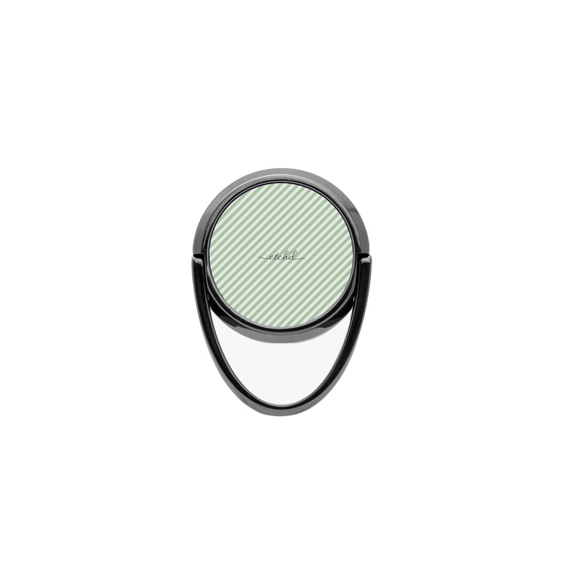 Sage & Cream Striped Diagonal Phone Ring Holder-zoom-