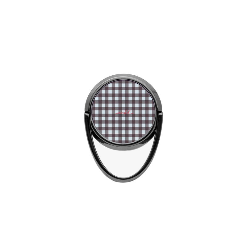 Blue & Plum Gingham Anillo soporte para móvil-zoom-