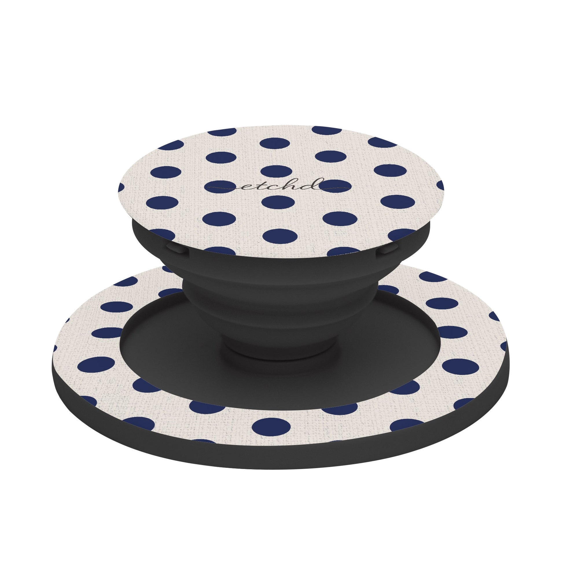 Navy & Cream Polka Dot Phone Grip And Stand by etchd, view 6