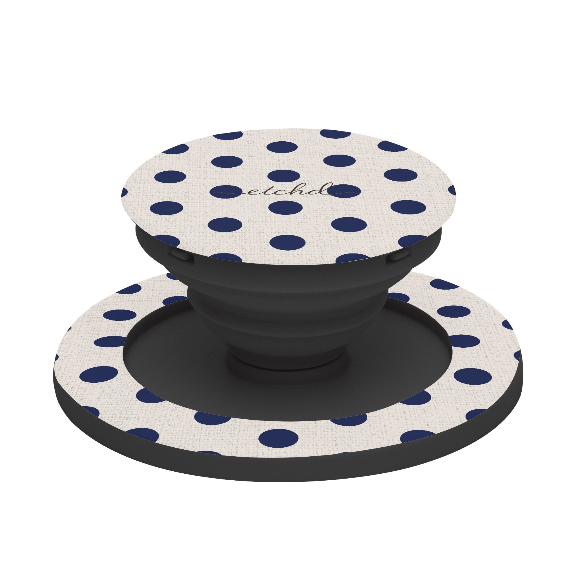 Navy & Cream Polka Dot Phone Grip And Stand by etchd, view 6