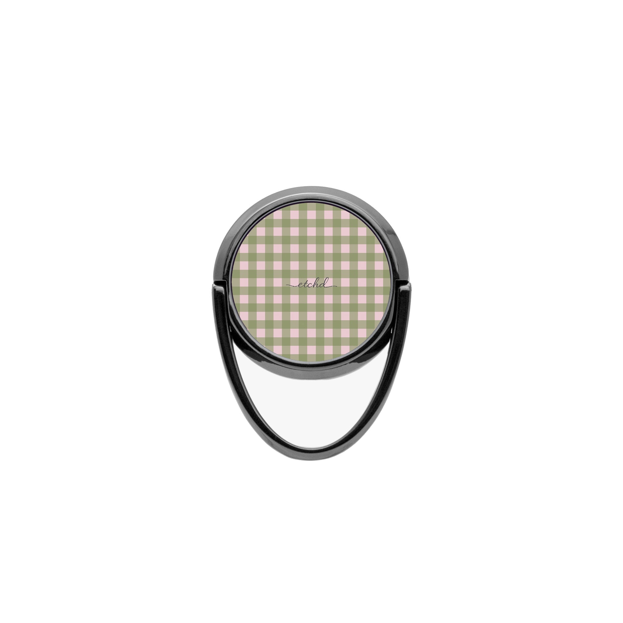 Green & Pink Gingham Phone Ring Holder by etchd, view 4