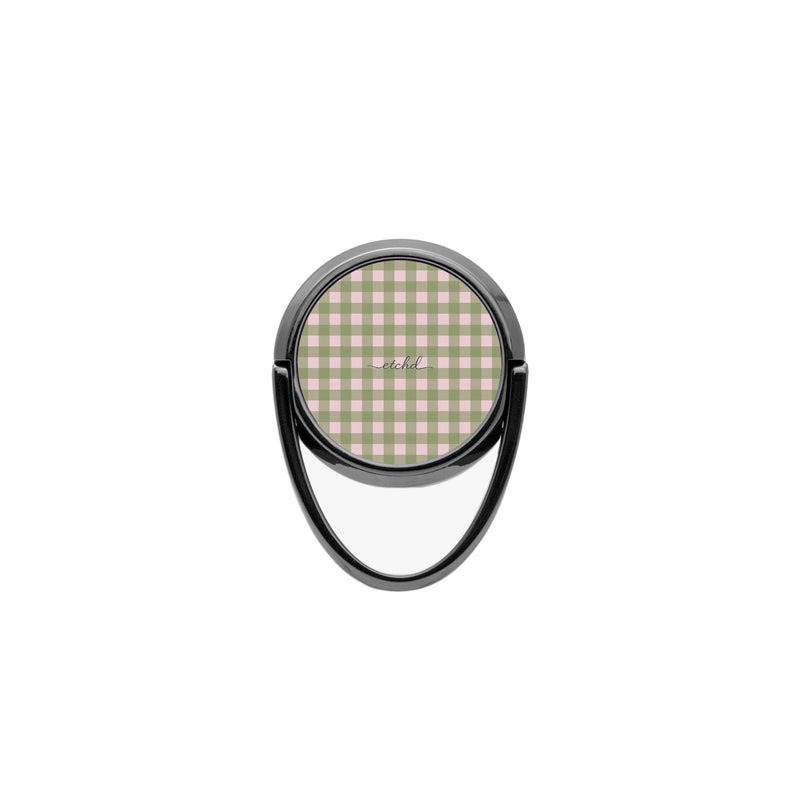 Green & Pink Gingham Anneau de maintien téléphone-zoom-
