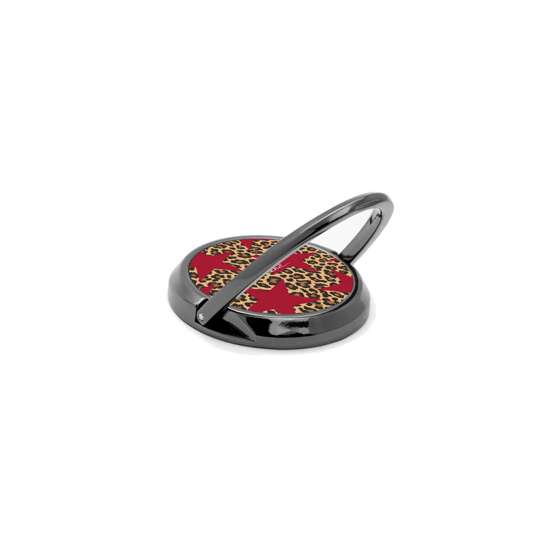 Leopard & Red Stars Anillo soporte para móvil-zoom-