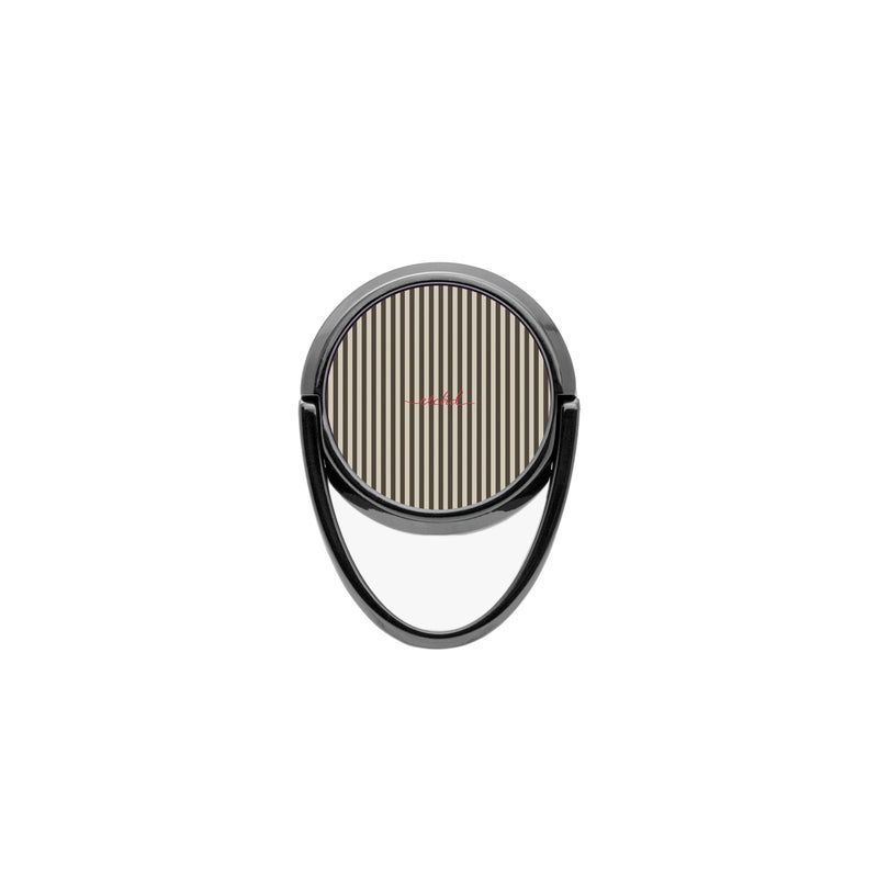 Cream & Brown Striped Phone Ring Holder-zoom-