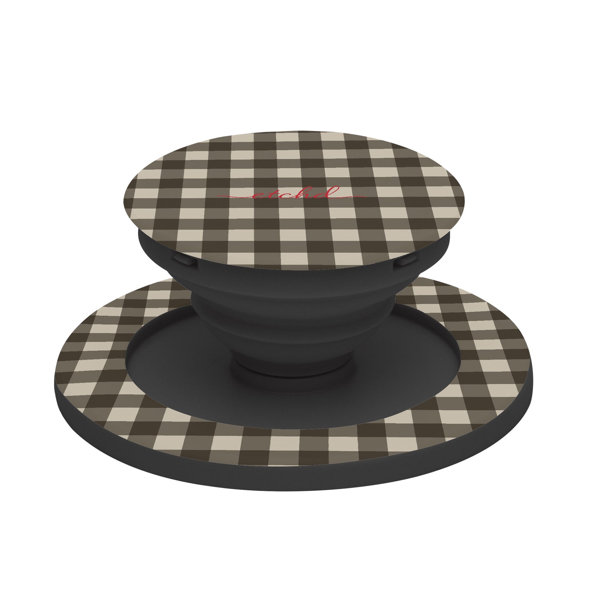 Cream & Brown Gingham Phone Grip And Stand by etchd, view 6