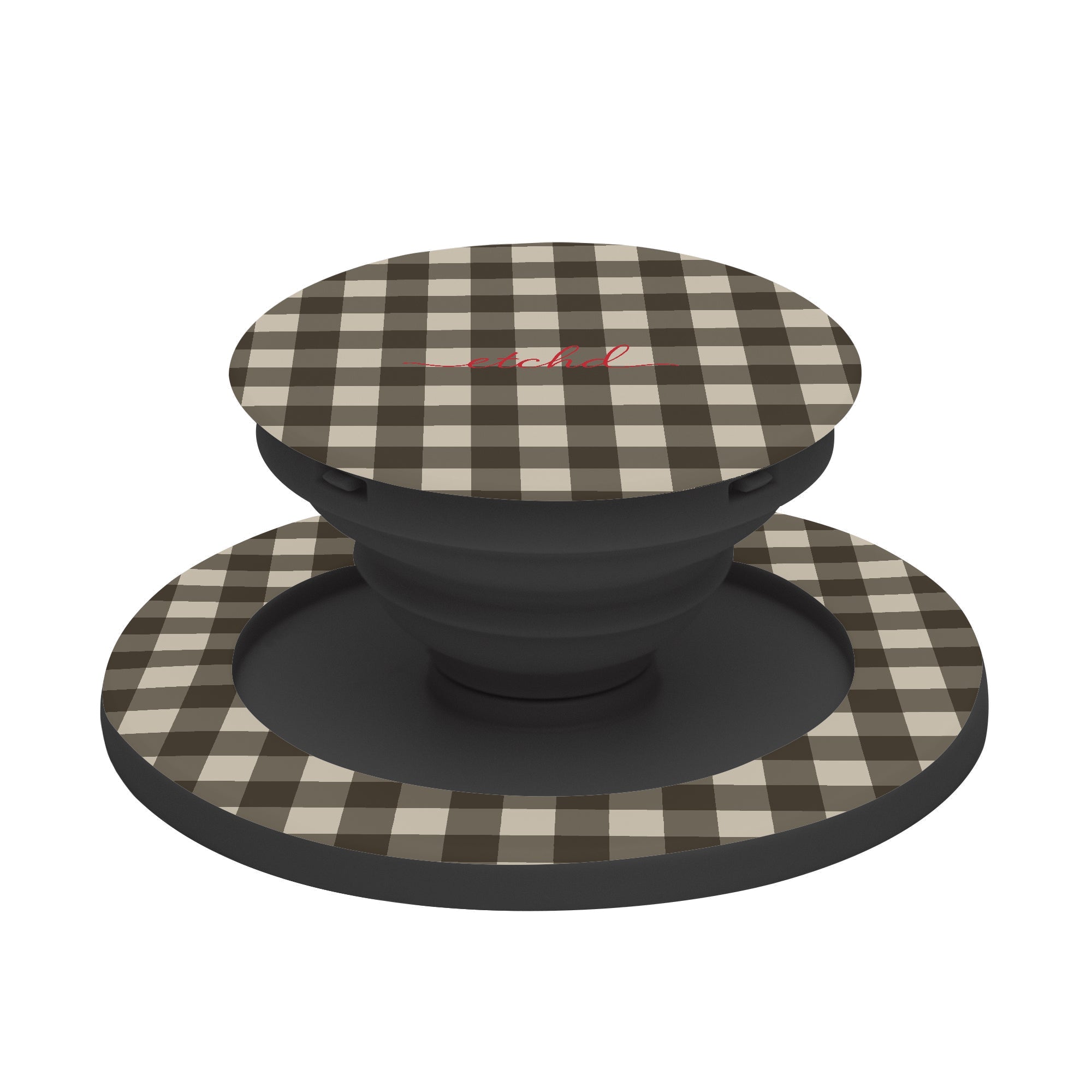 Cream & Brown Gingham Phone Grip And Stand by etchd, view 6