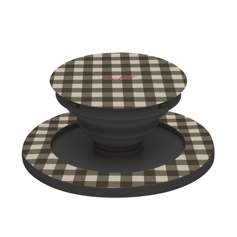 Cream & Brown Gingham Anneau de maintien et support-zoom-