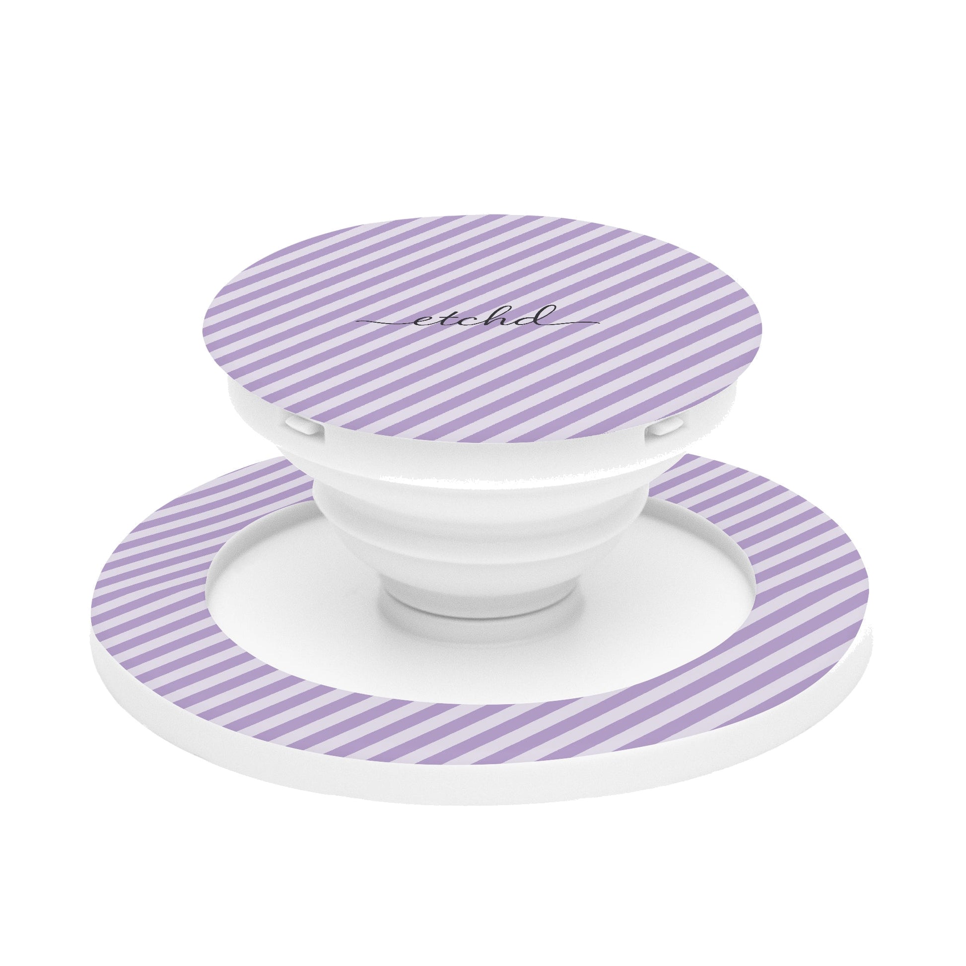 Lilac & Cream Striped Diagonal Phone Grip And Stand by etchd