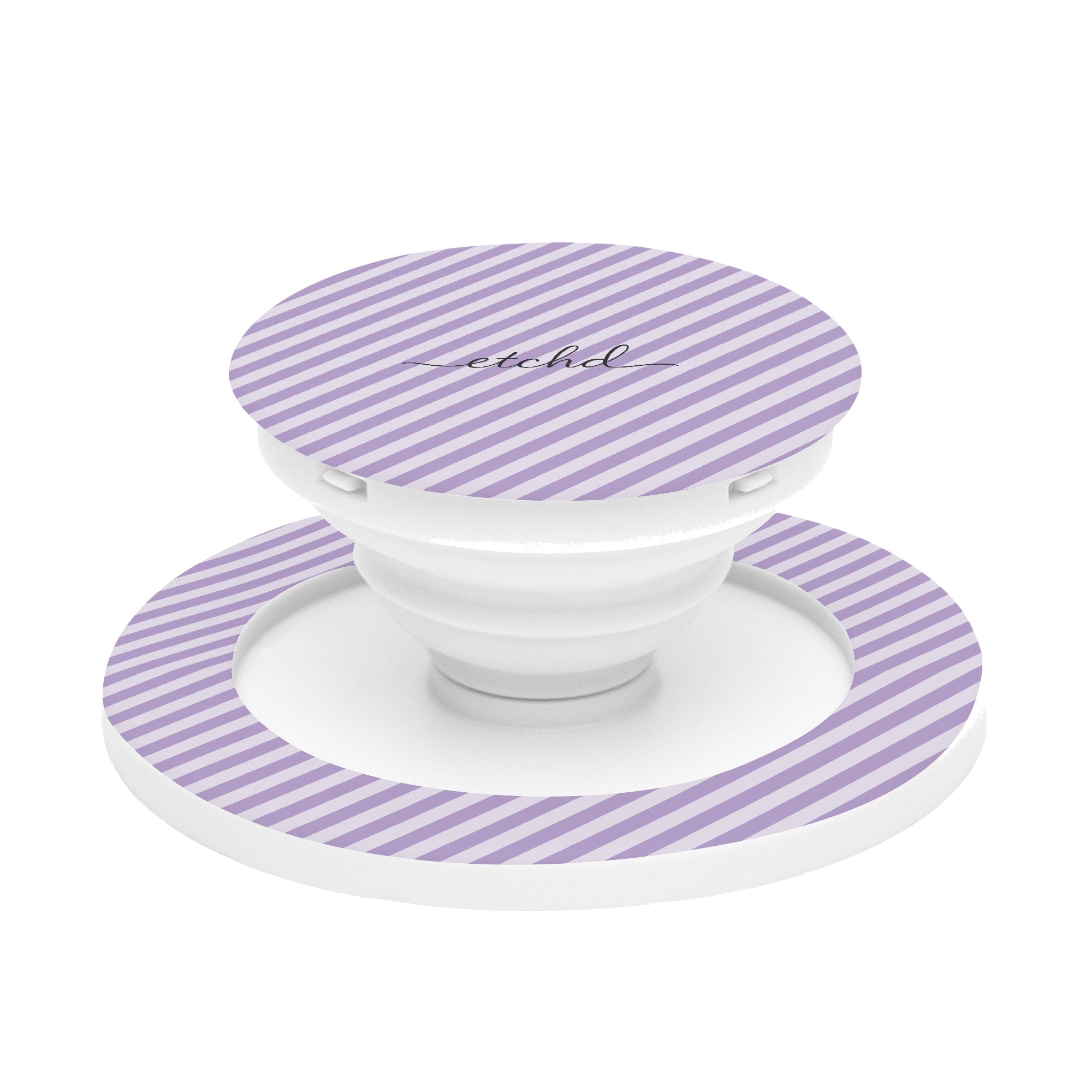 Lilac & Cream Striped Diagonal Phone Grip And Stand by etchd