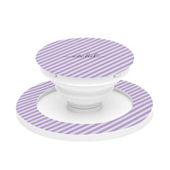 Lilac & Cream Striped Diagonal Phone Grip And Stand by etchd