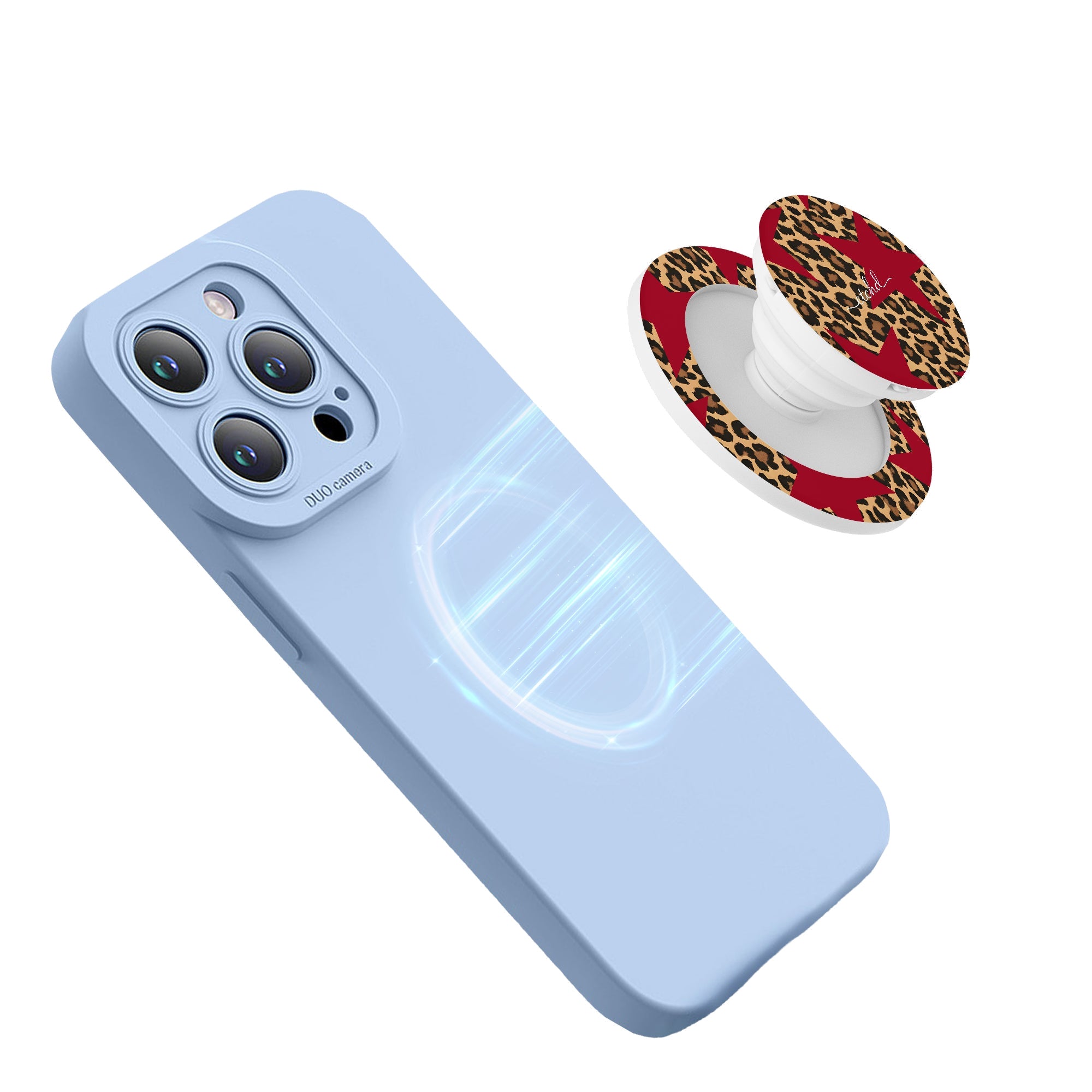 Leopard & Red Stars Phone Grip And Stand by etchd, view 4