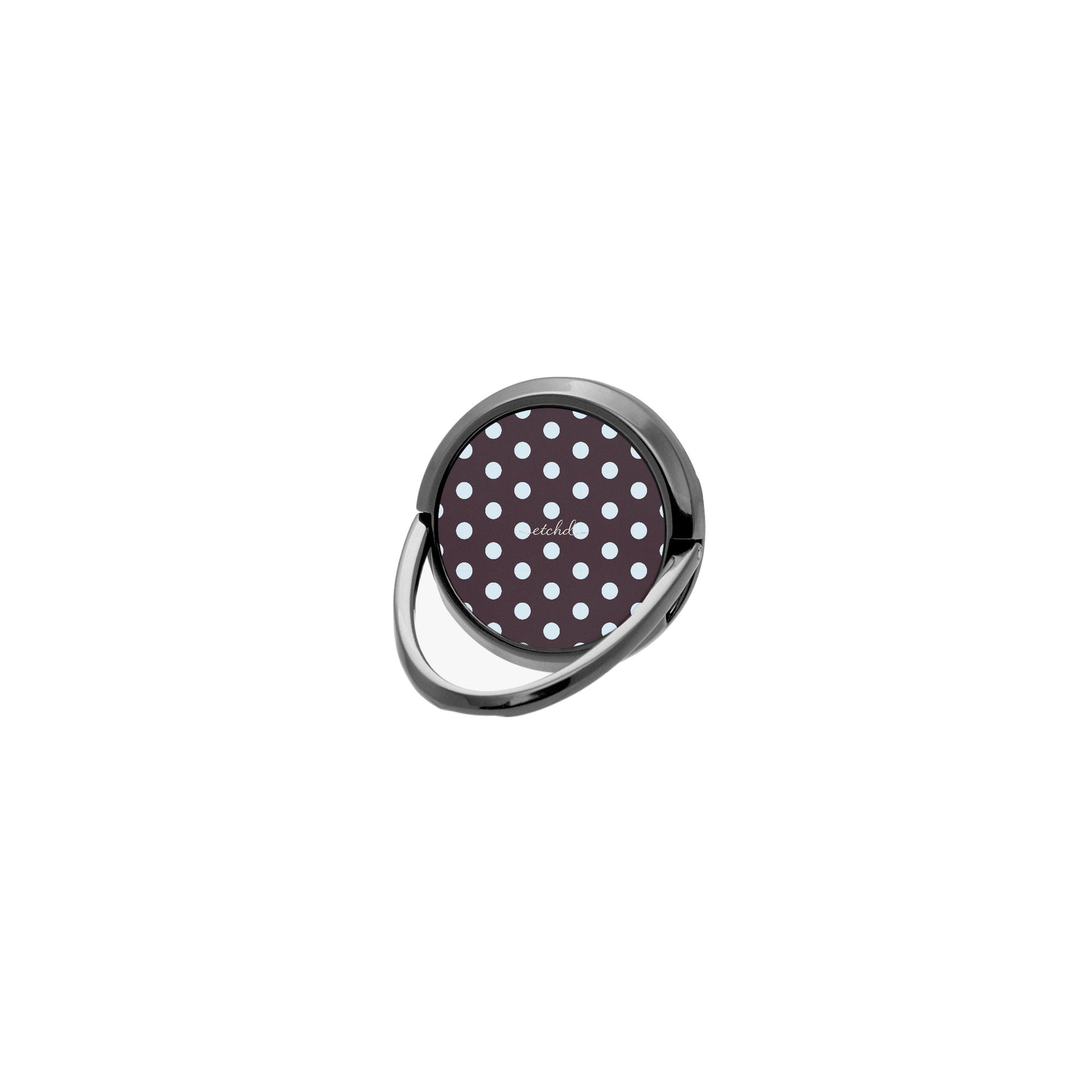 Blue And Plum Polka Dot Phone Ring Holder by etchd