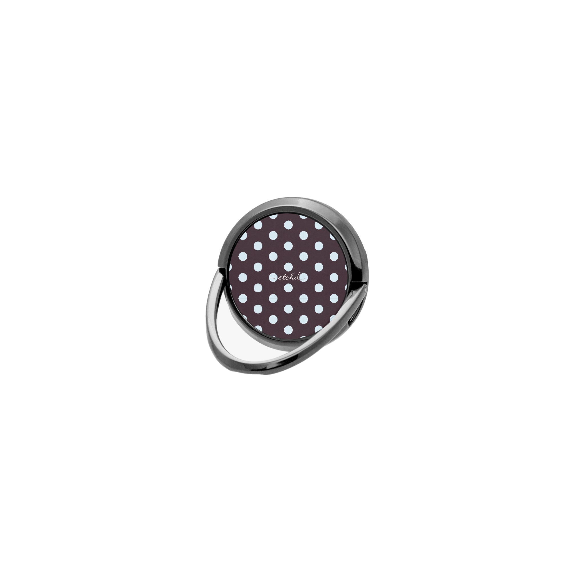 Blue And Plum Polka Dot Phone Ring Holder by etchd