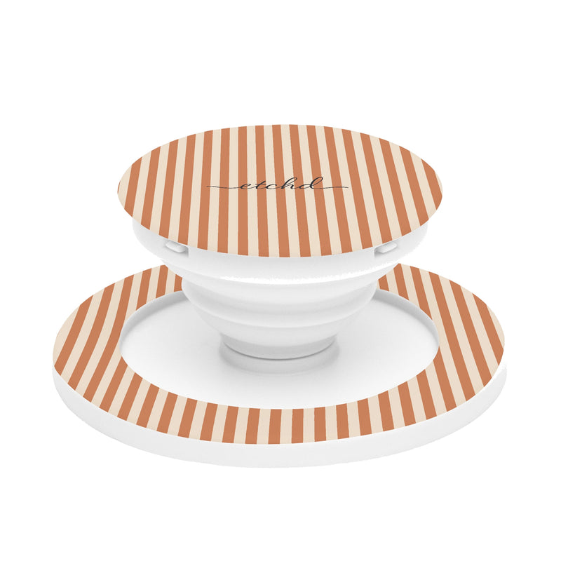 Terracotta & Cream Striped Phone Grip And Stand-zoom-