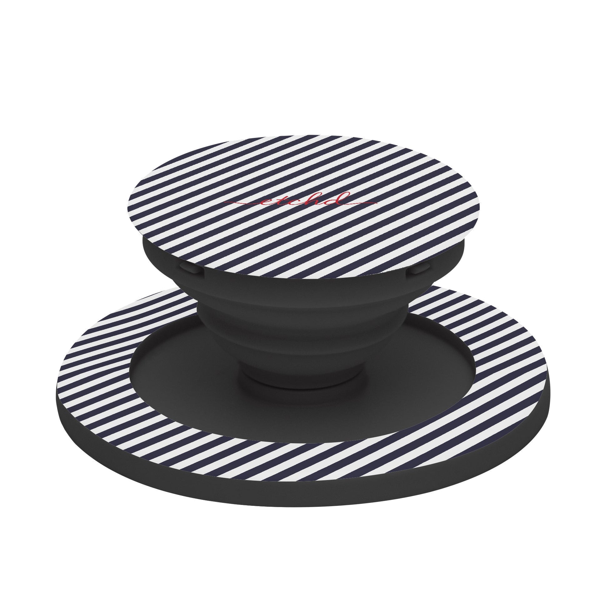 Navy And White Striped Diagonal Phone Grip And Stand by etchd, view 6