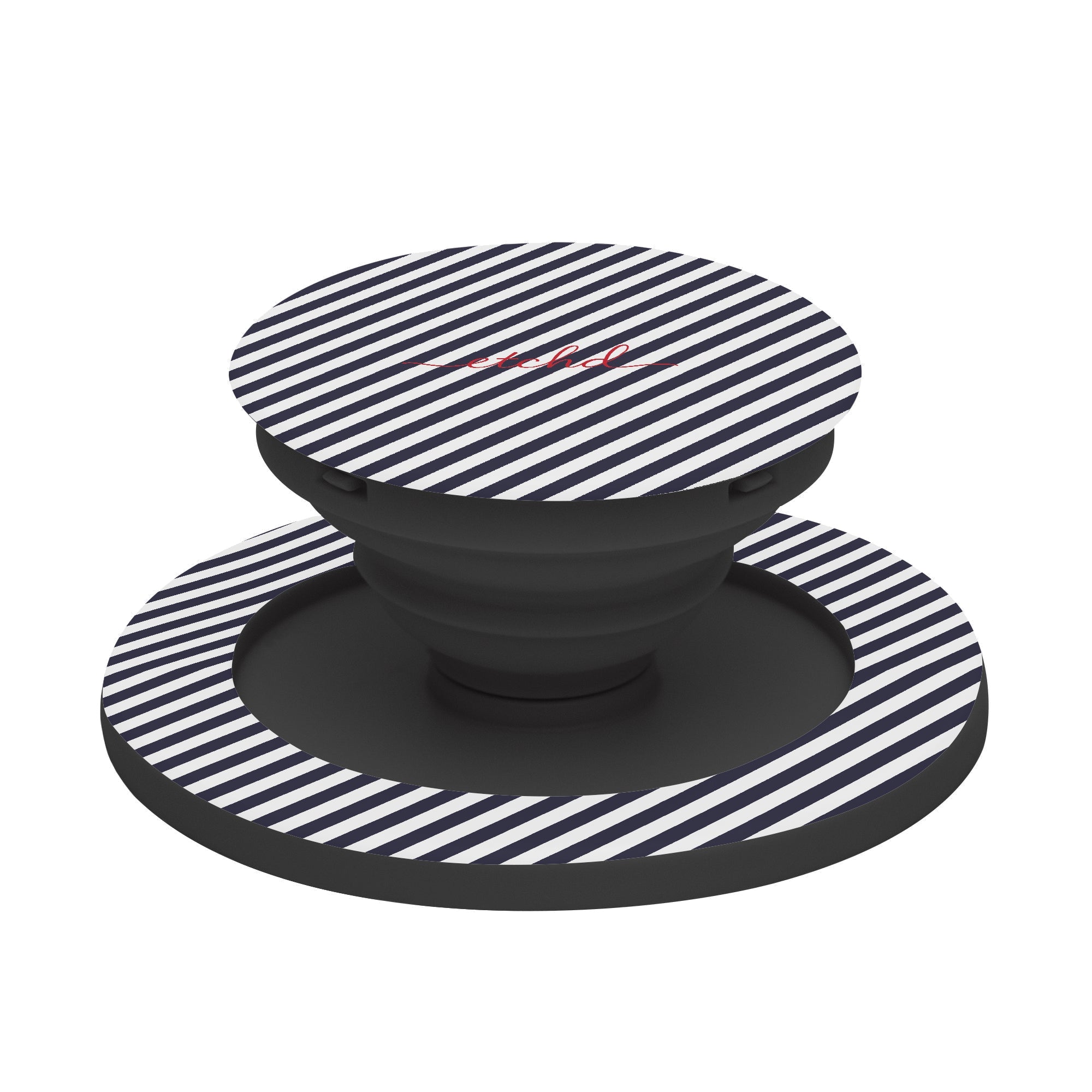 Navy And White Striped Diagonal Phone Grip And Stand by etchd, view 6
