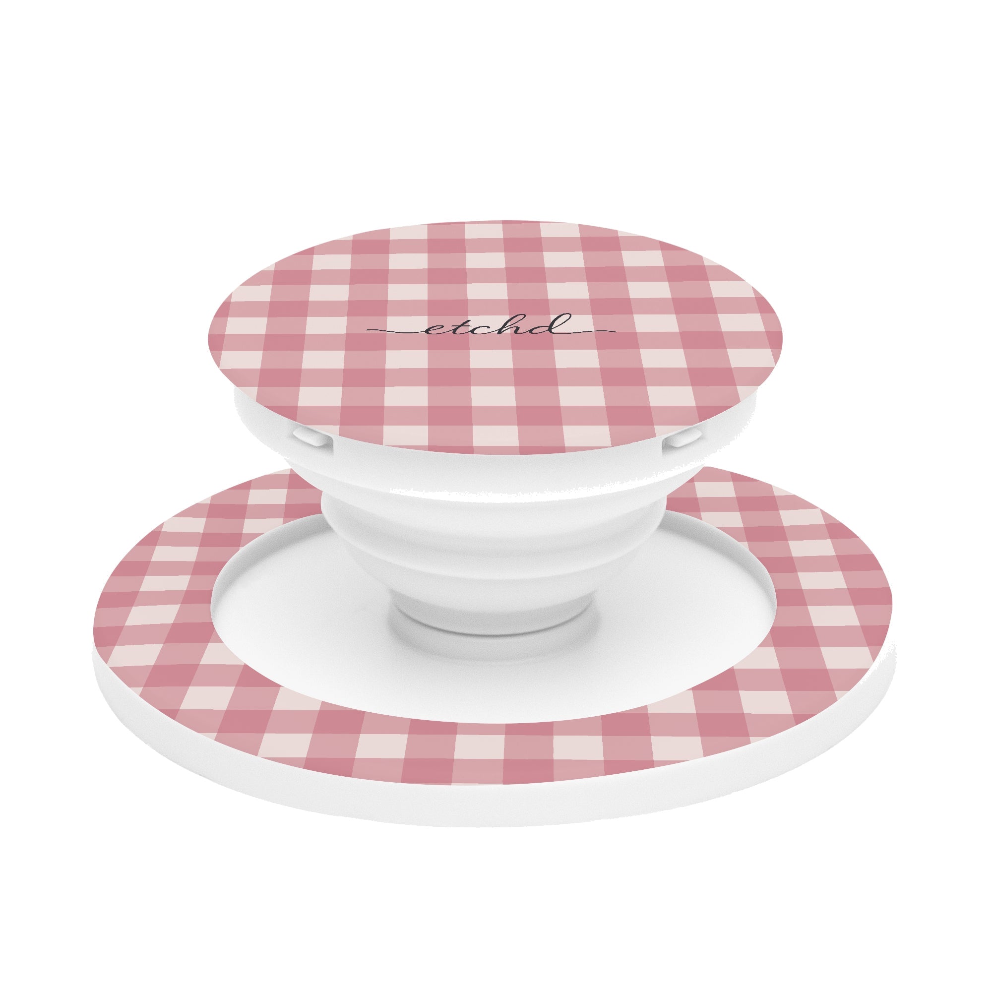 Blush & Cream Gingham Phone Grip And Stand by etchd