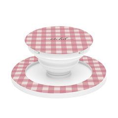 Blush & Cream Gingham Phone Grip And Stand by etchd
