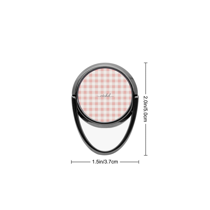 Blush & White Gingham Phone Ring Holder-zoom-