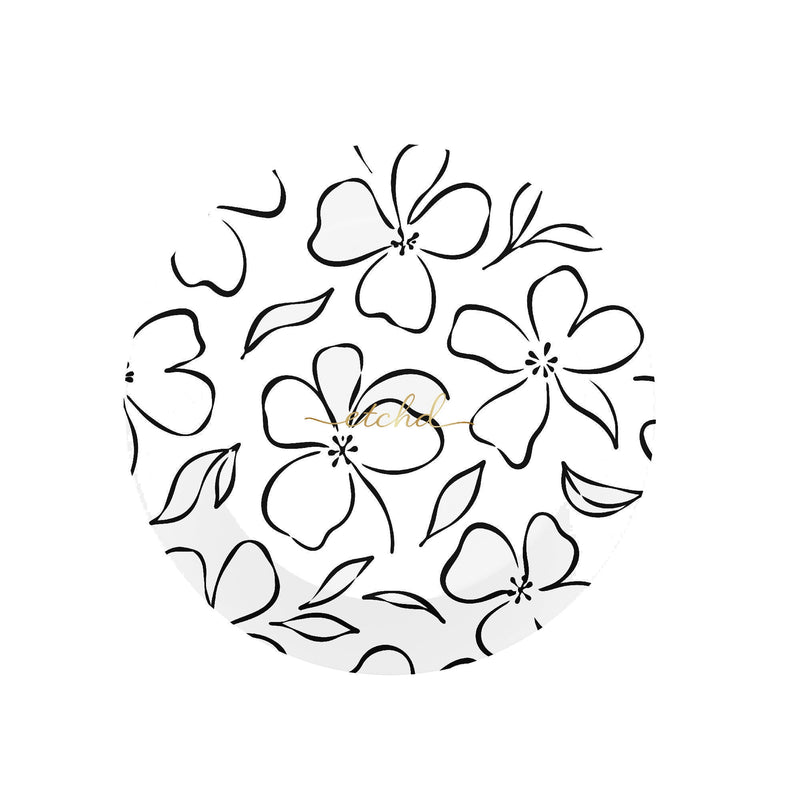 White & Black Floral Anello e supporto per telefono-zoom-