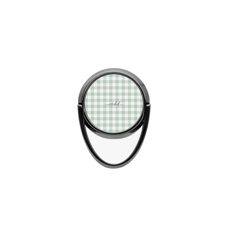 Sage & White Gingham Ring Handyhalterung-zoom-