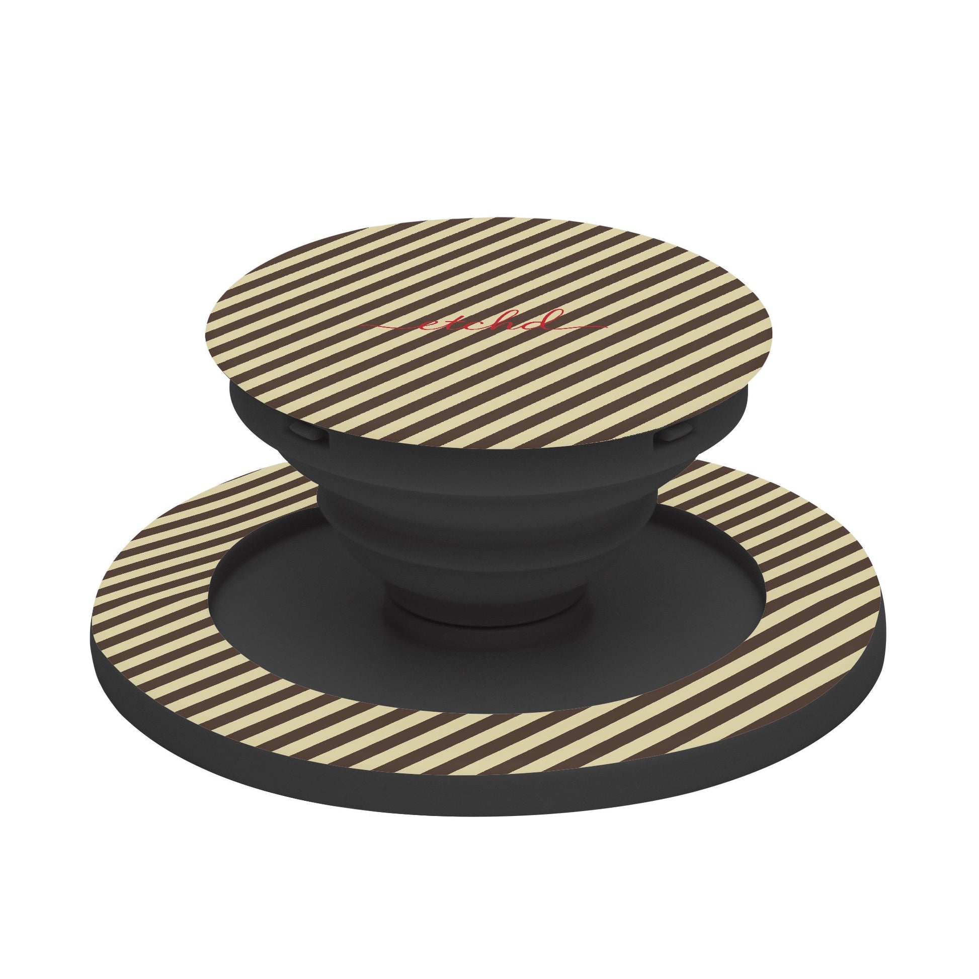 Butter Yellow And Brown Striped Diagonal Phone Grip And Stand by etchd, view 6
