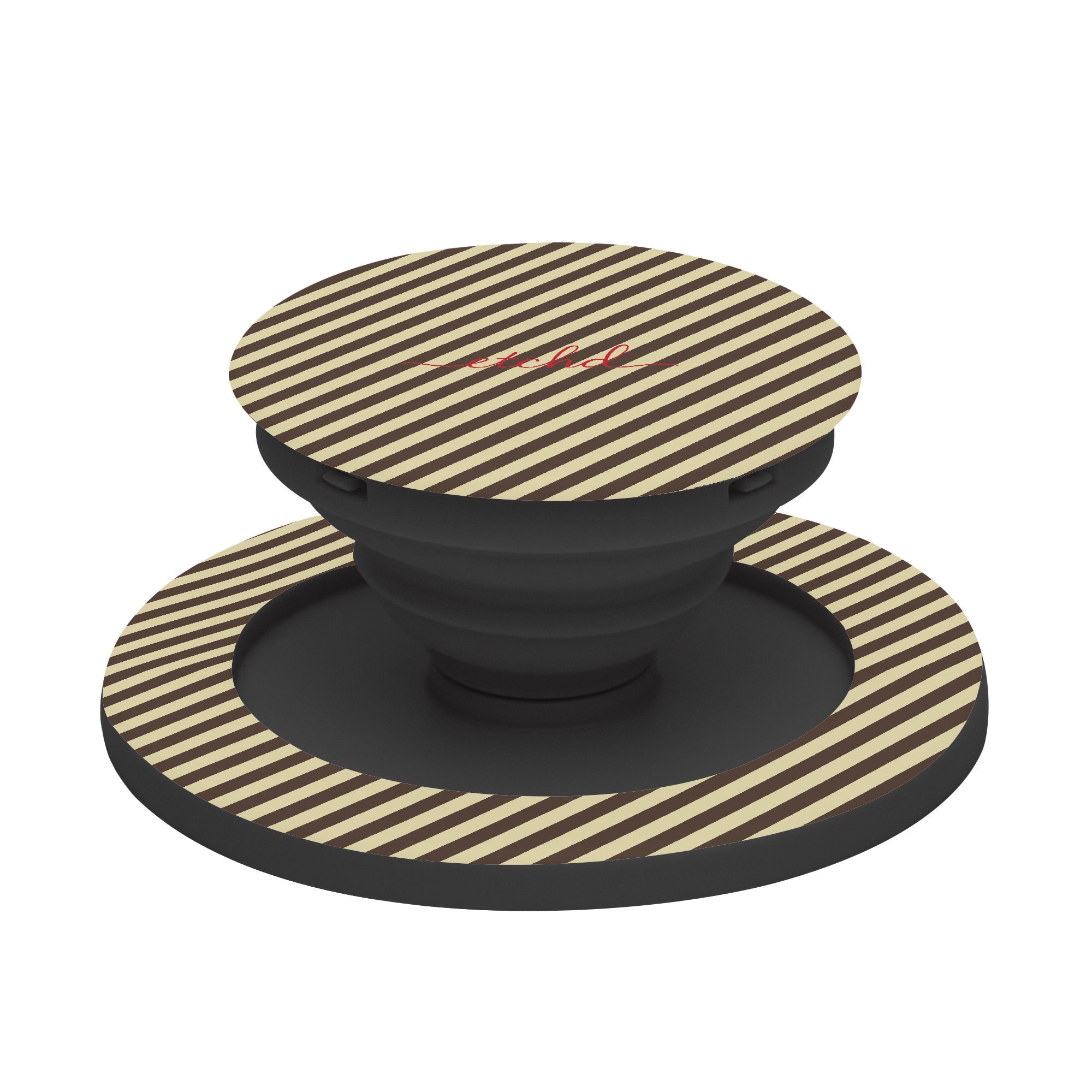 Butter Yellow And Brown Striped Diagonal Phone Grip And Stand by etchd, view 6