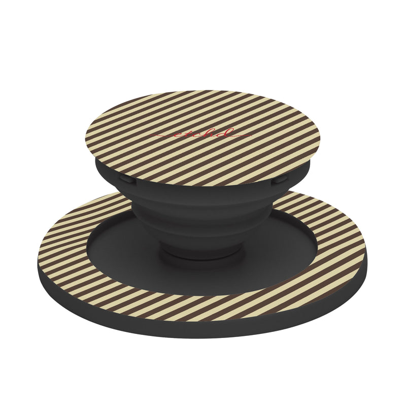 Butter Yellow And Brown Striped Diagonal Handy-Halterung mit Ständer-zoom-
