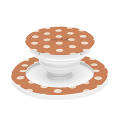 Cream & Terracotta Polka Dot Phone Grip And Stand by etchd