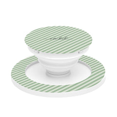 Sage & Cream Striped Diagonal Phone Grip And Stand by etchd