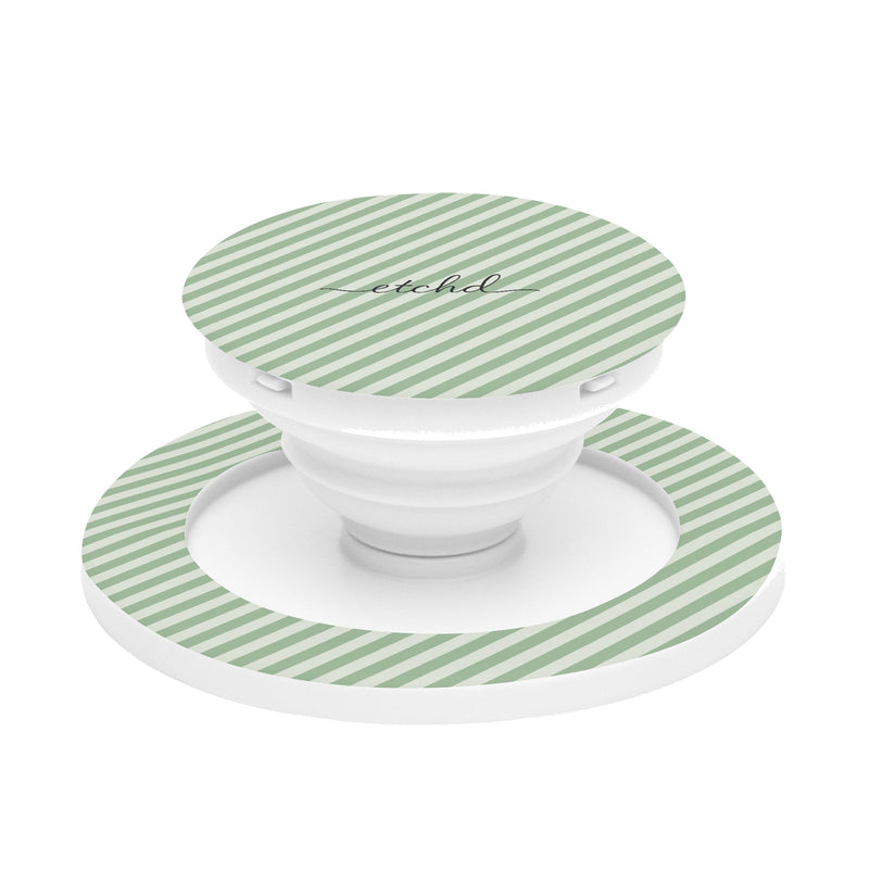 Sage & Cream Striped Diagonal Phone Grip And Stand-zoom-