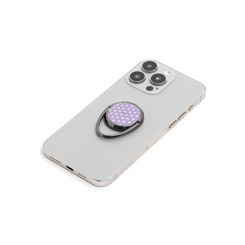 Cream & Lilac Polka Dot Phone Ring Holder-zoom-