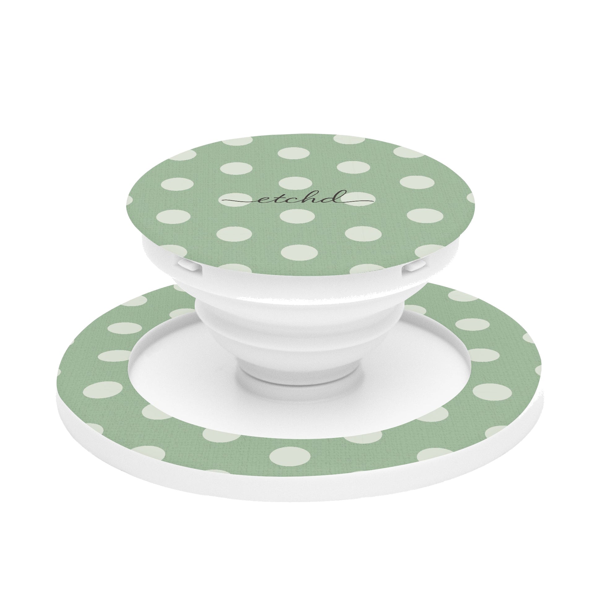 Cream & Sage Polka Dot Phone Grip And Stand by etchd
