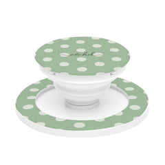 Cream & Sage Polka Dot Phone Grip And Stand by etchd