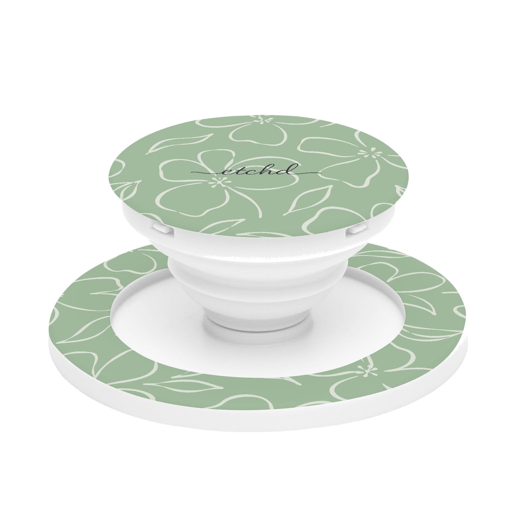 Sage & Cream Floral Phone Grip And Stand by etchd