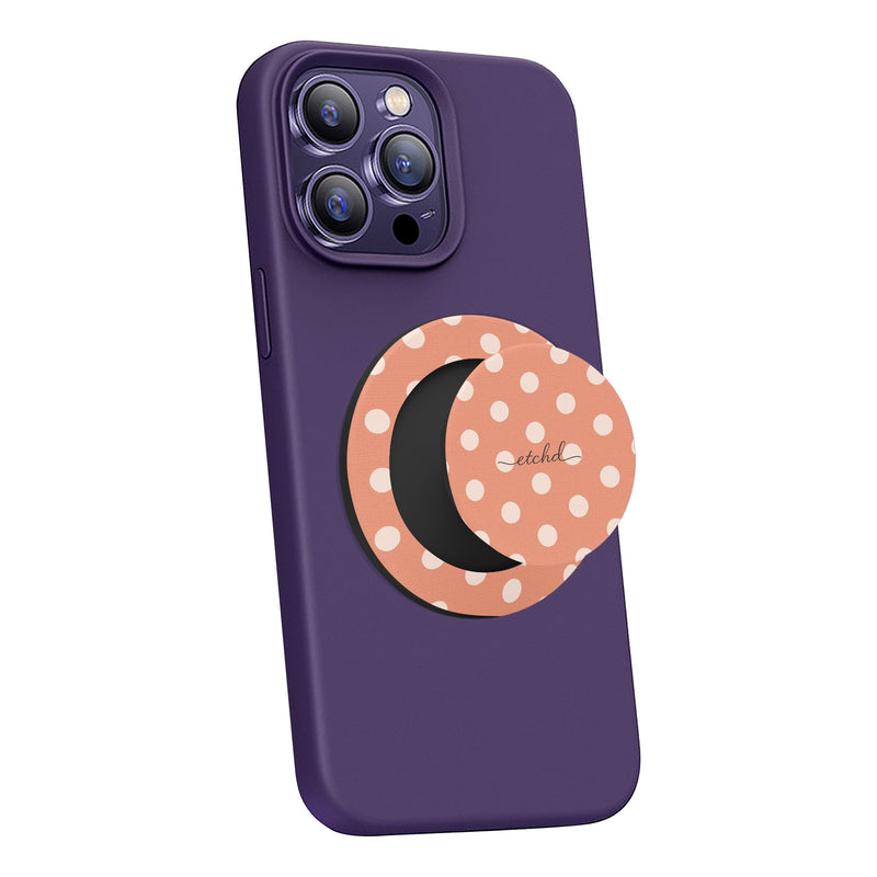 Cream & Coral Polka Dot Phone Grip And Stand-zoom-