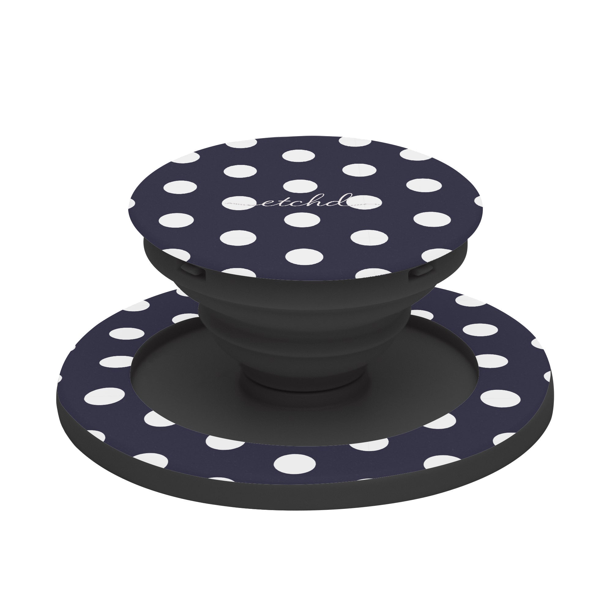 White And Navy Polka Dot Phone Grip And Stand by etchd, view 6