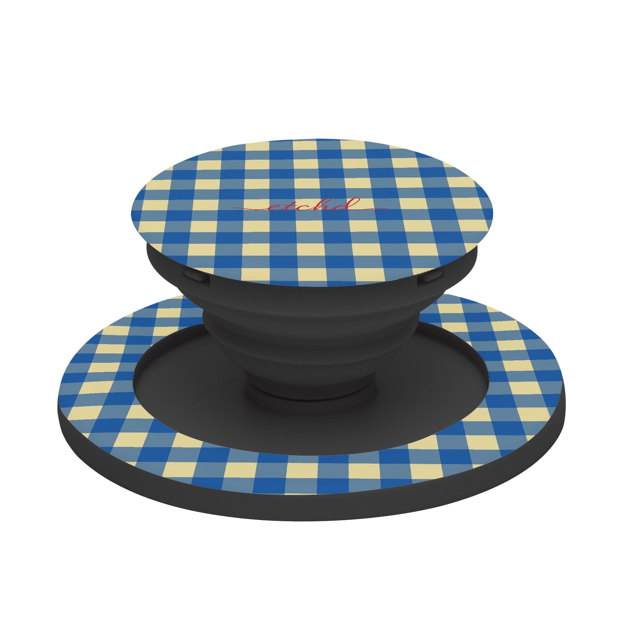 Butter & Cobalt Gingham Phone Grip And Stand by etchd, view 6