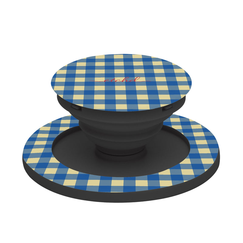 Butter & Cobalt Gingham Handyhalterung und Ständer-zoom-