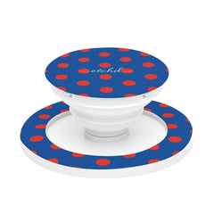Poppy And Cobalt Polka Dot Phone Grip And Stand by etchd