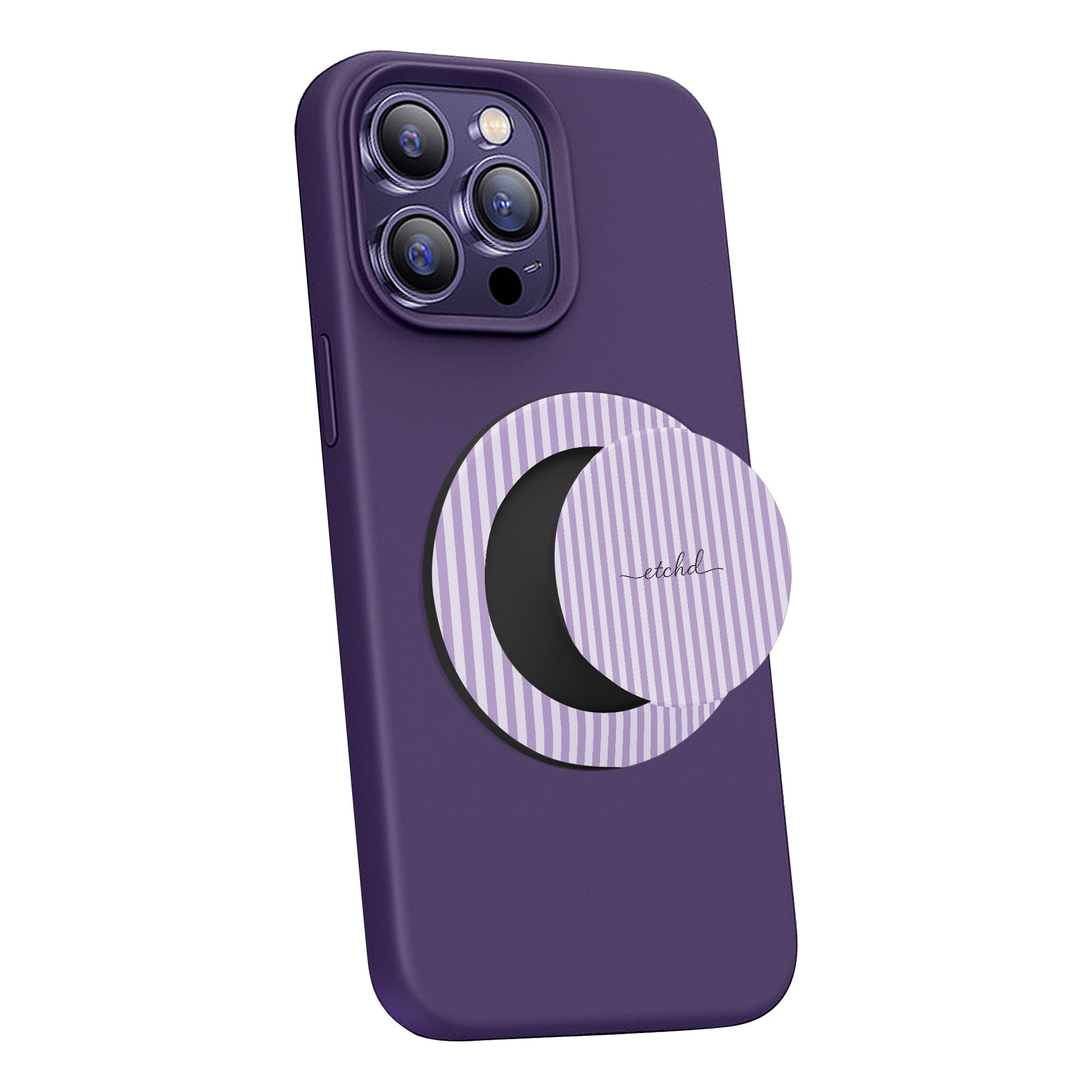 Lilac & Cream Striped Phone Grip And Stand by etchd, view 4