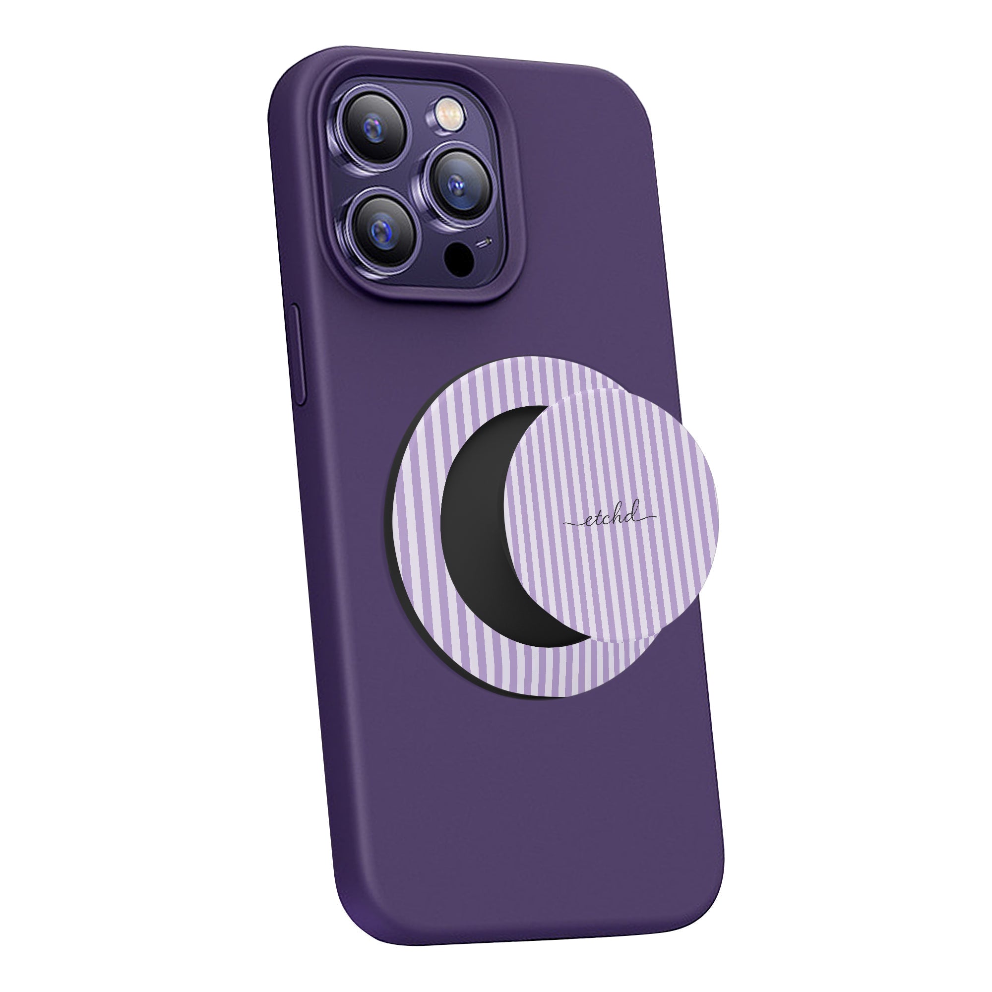 Lilac & Cream Striped Phone Grip And Stand by etchd, view 4