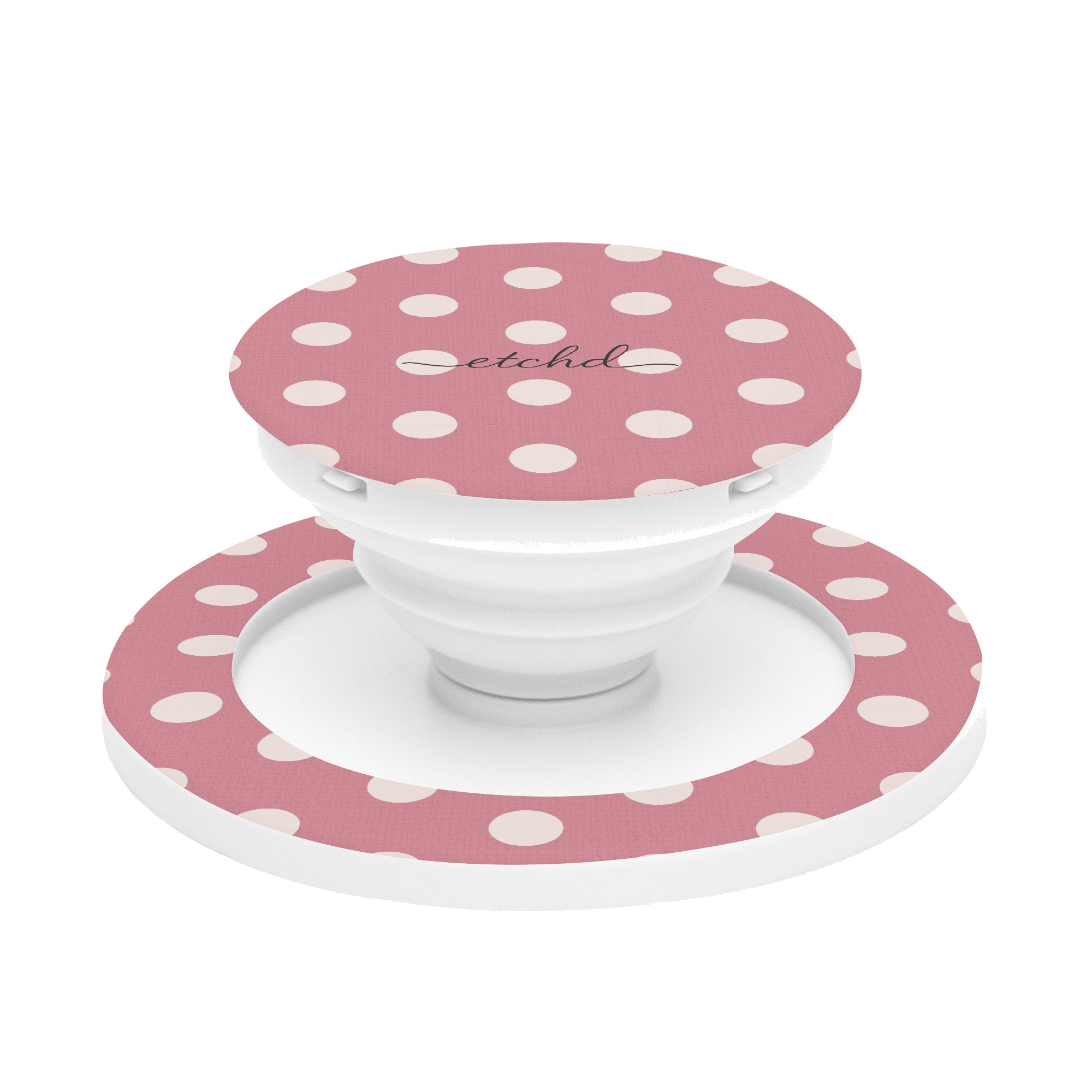 Cream & Blush Polka Dot Phone Grip And Stand by etchd