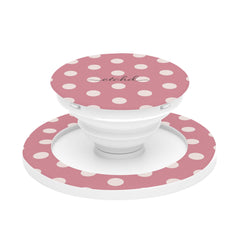 Cream & Blush Polka Dot Phone Grip And Stand by etchd