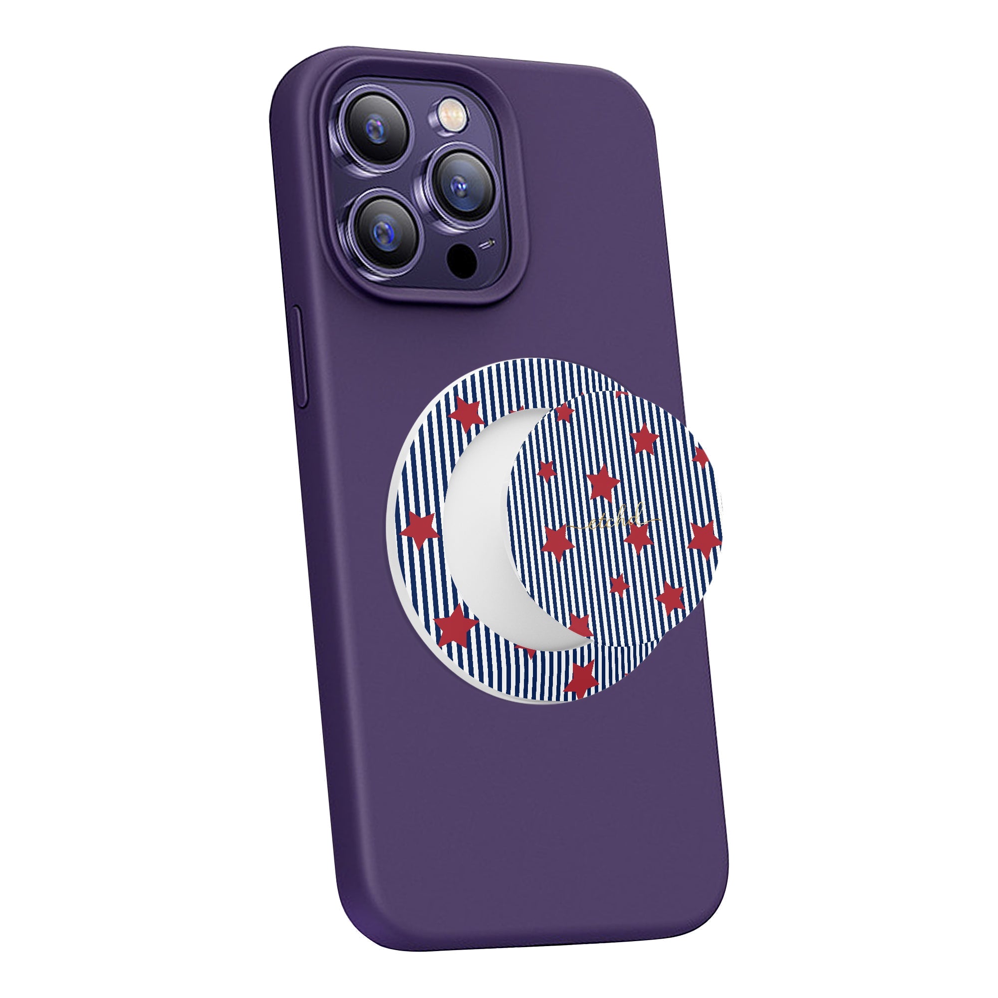 Blue Stripes & Red Stars Phone Grip And Stand by etchd, view 3