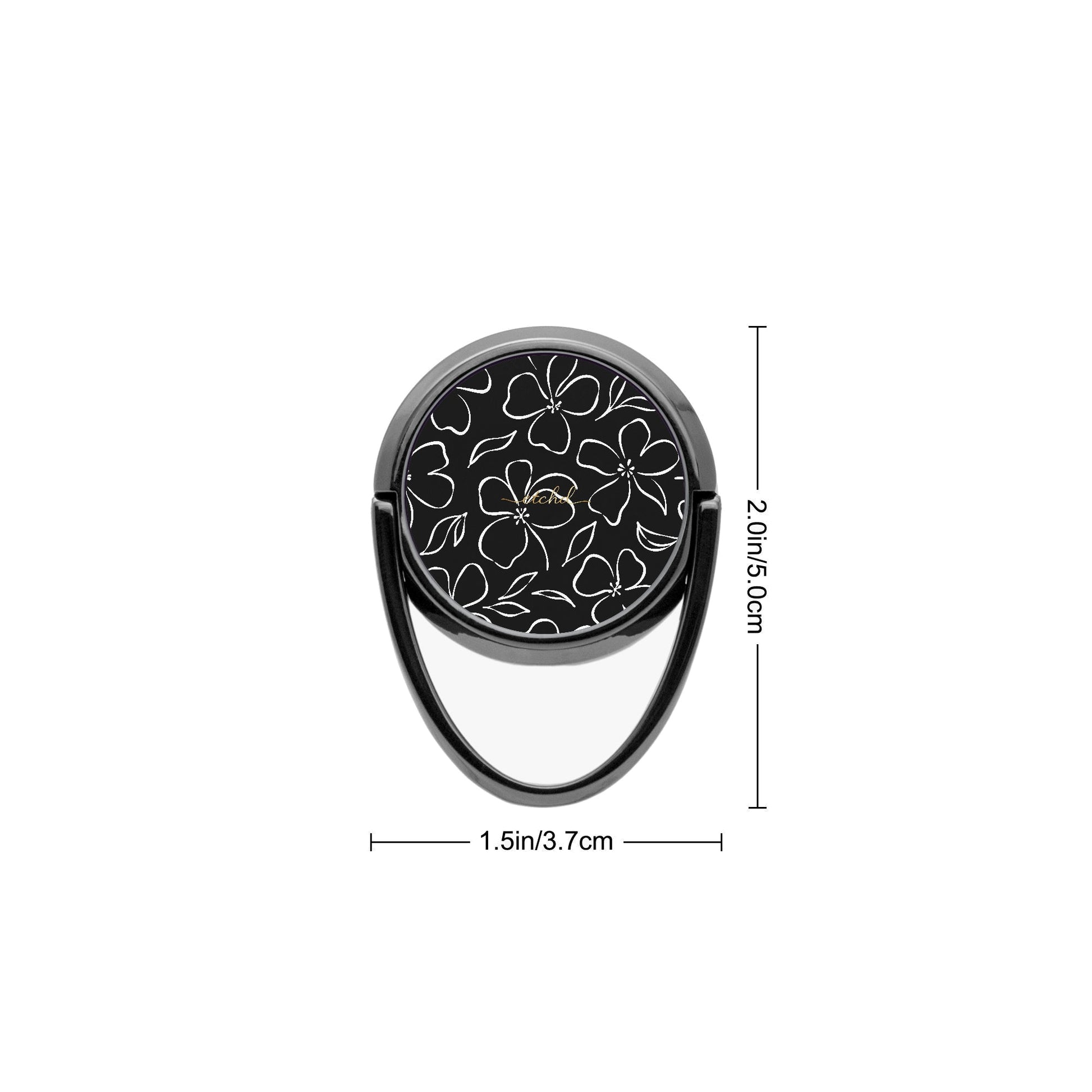 Black & White Floral Anello supporto per telefono di etchd, vista 3