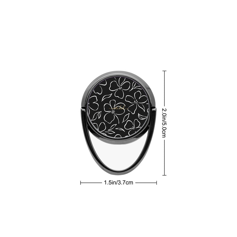 Black & White Floral Anello supporto per telefono-zoom-