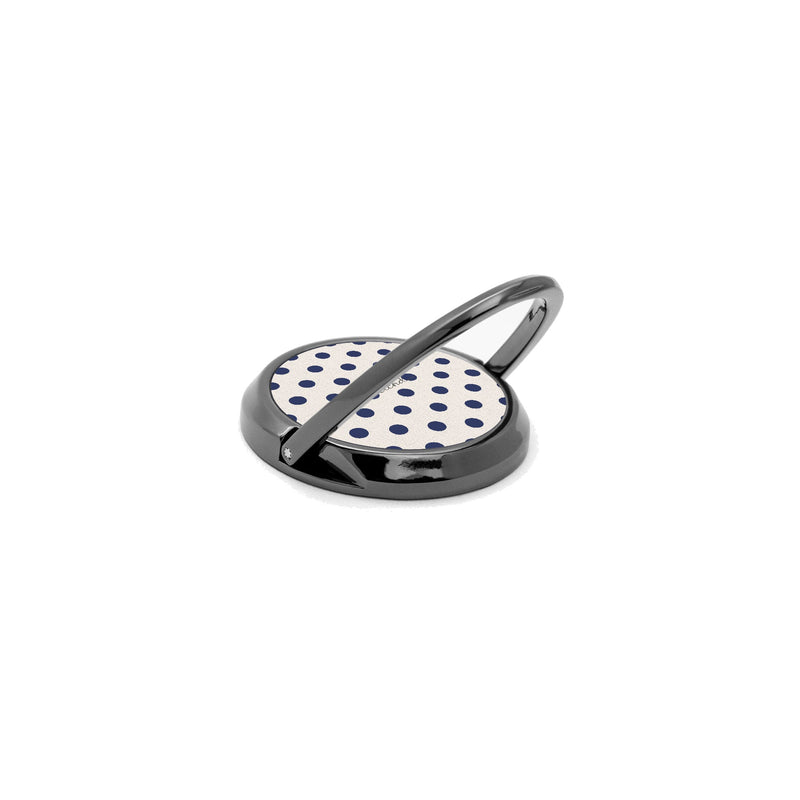 Navy & Cream Polka Dot Handyring-Halterung-zoom-