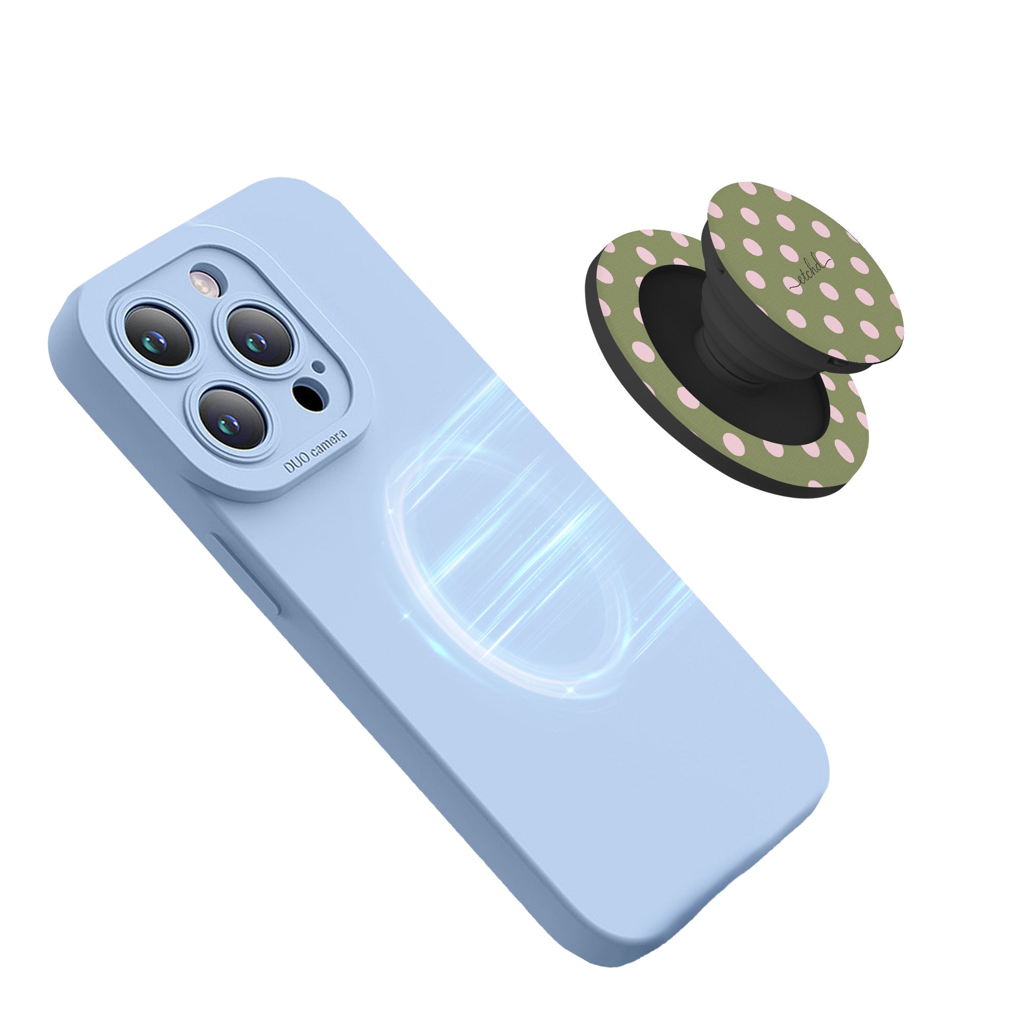 Pink And Green Polka Dot Phone Grip And Stand by etchd, view 5